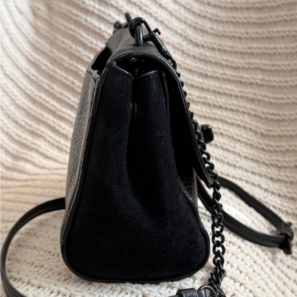 Coach Faye Mini Crossbody Black Leather & Suede Turnlock Flap - Picture 7 of 15